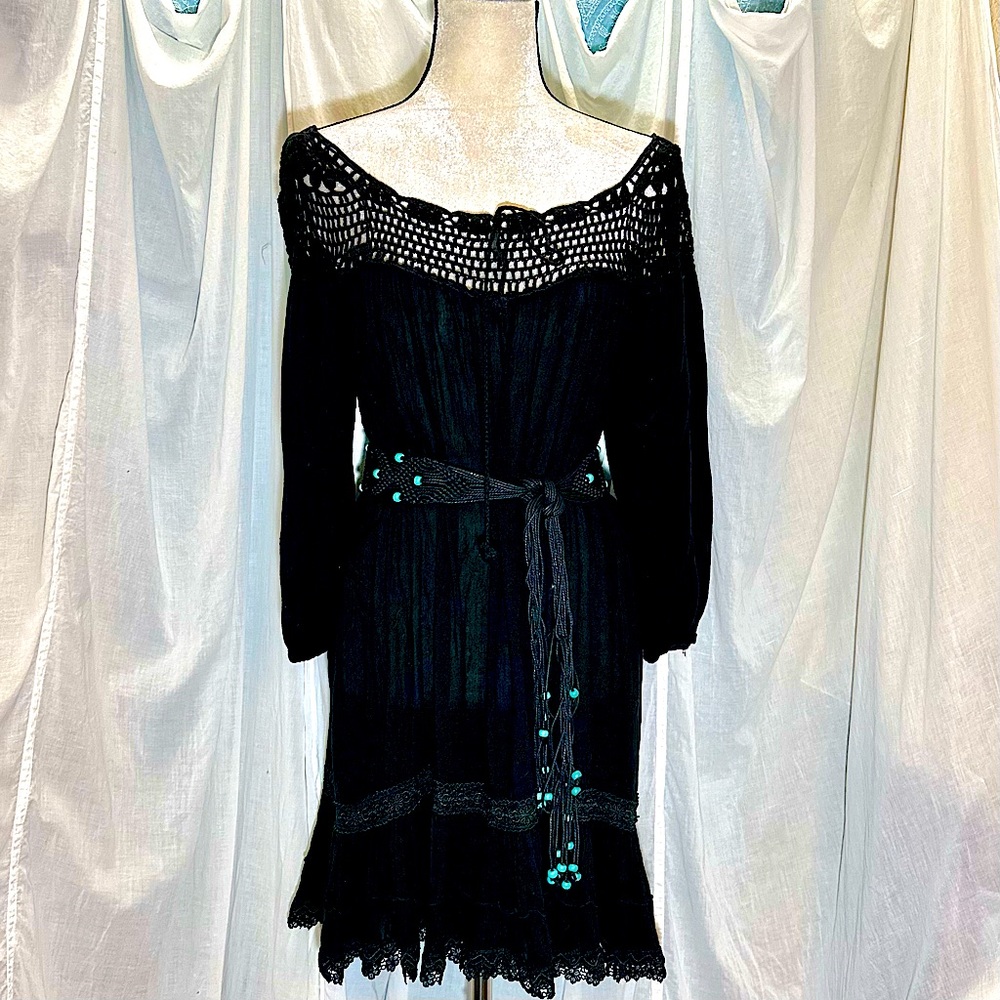 Bali Queen Crochet Lace Detail Mini Dress Cover Up OS